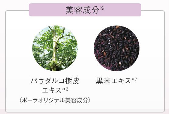 美容成分「パウダルコ樹皮エキス・黒米エキス