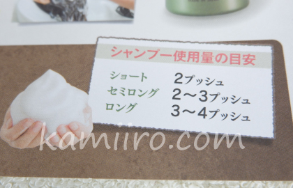 ハーブガーデンシャンプーの使用量の目安